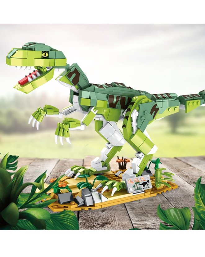 Stavebnice dinosaurus Velociraptor (41 cm dlouhý) s pohyblivými prvky, 533 dílků