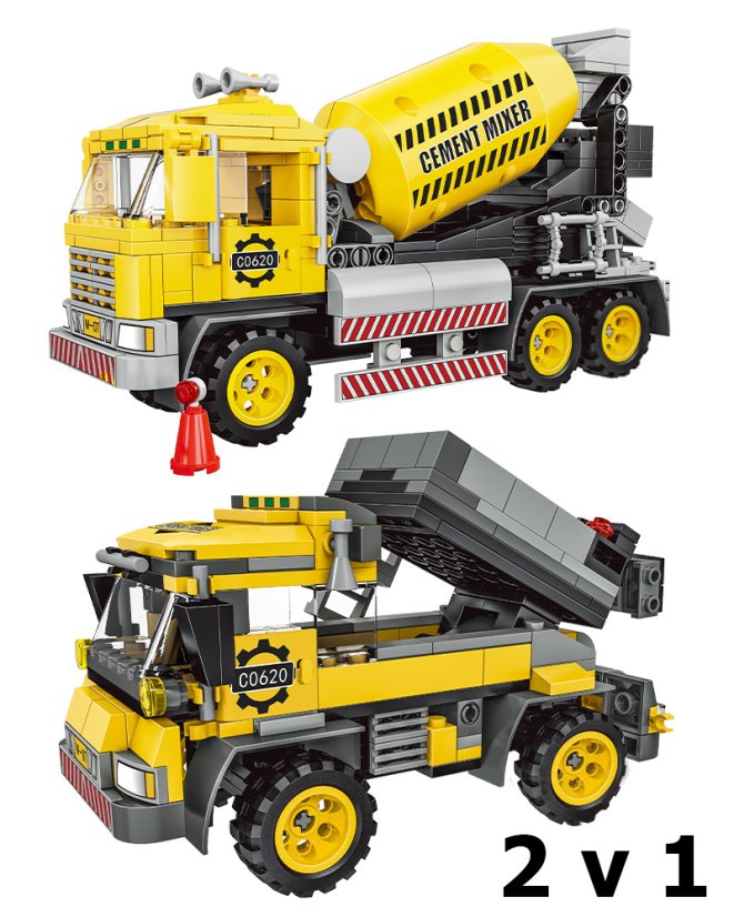 Building Set Construction Machines 2-in-1 – Cement Mixer or Dump Truck | 397 pcs