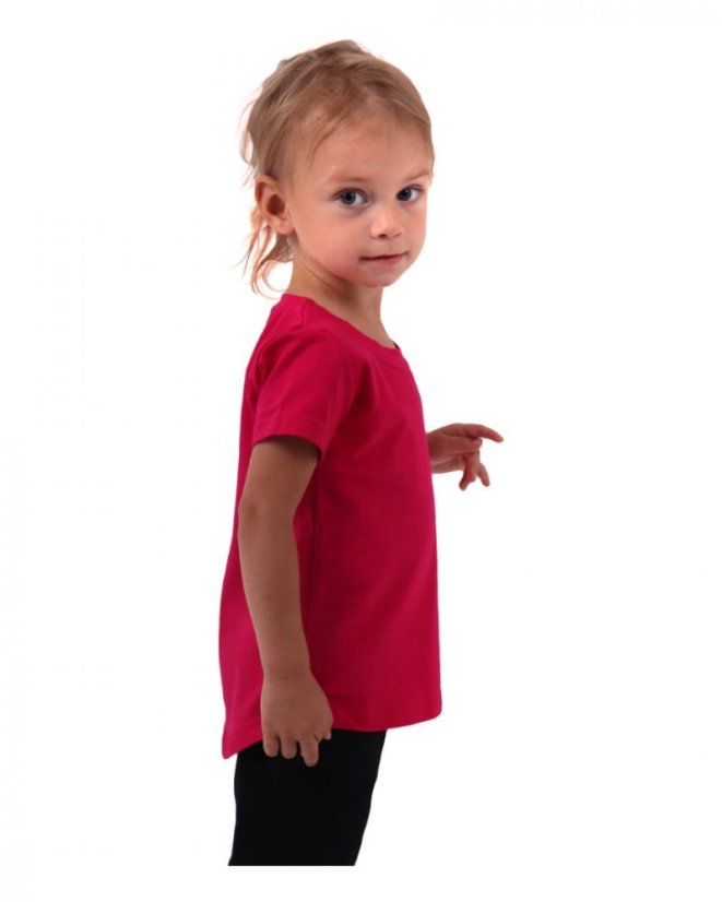 Dívčí tričko, krátký rukáv, sytě růžová