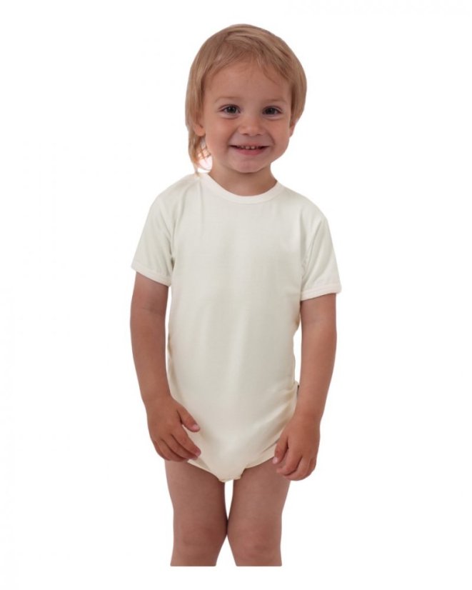Kojenecké body, krátký rukáv, smetanové