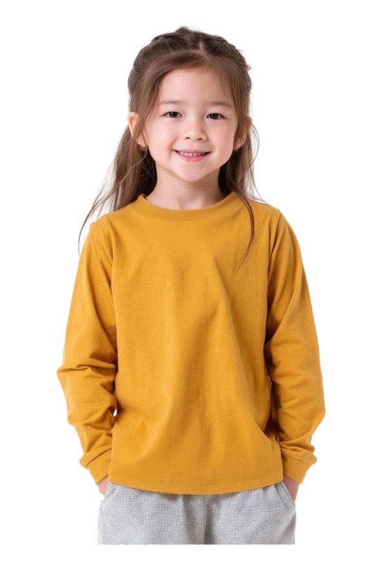 Dětské tričko, dlouhý rukáv, hořčicové