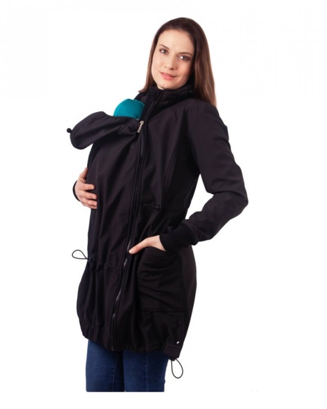 Softshellová NOSÍCÍ bunda Andrea + TĚHOTENSKÁ vsadka – černá