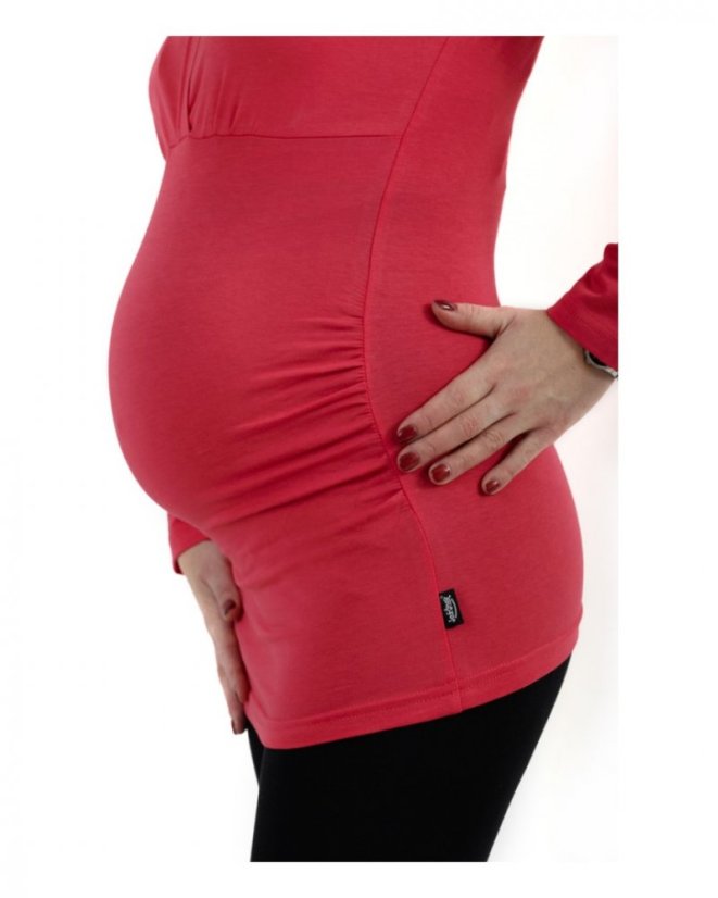 Těhotenská tunika Barbora, dlouhý rukáv, lososově růžová