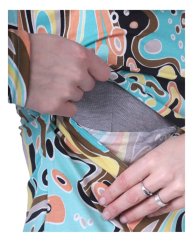 Tričko na dojčenie Katarína, dlhý rukáv, tyrkysový potisk