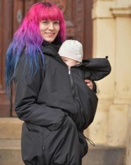 Zimný kabát na nosenie detí Freya + TEHOTENSKÁ VSADKA, čierny