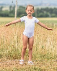 Kids’ girls´ ballet/gymnastic/dance cotton leotard, WHITE