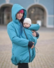 Zimní nosicí bunda/kabát Freya + TĚHOTENSKÁ VSADKA, tyrkysová