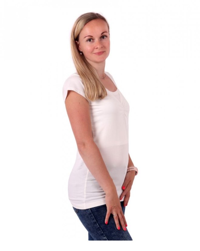 Breast-feeding T-shirt Klaudie, short sleeves, cream