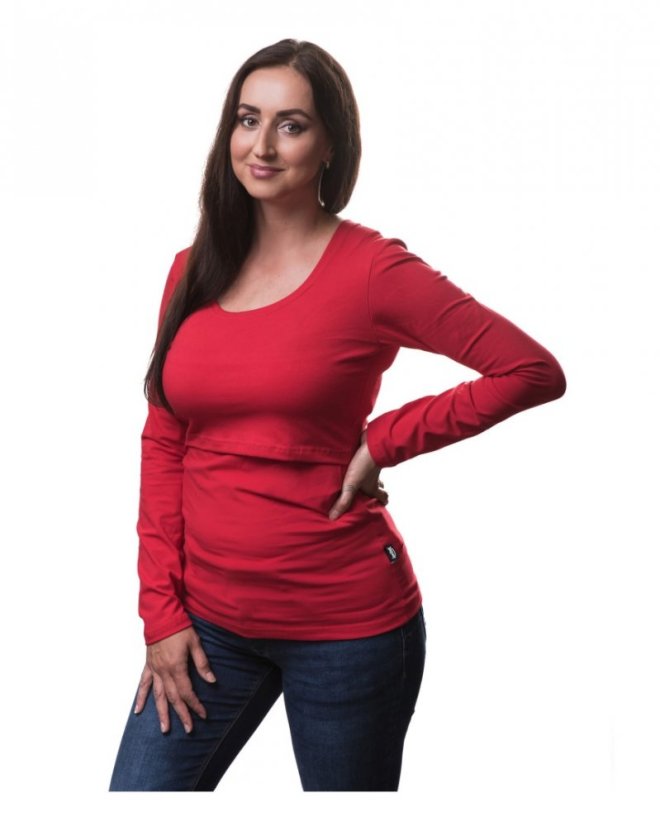 Nursing T-shirt Catherine, long sleeves – red - Size: L/XL