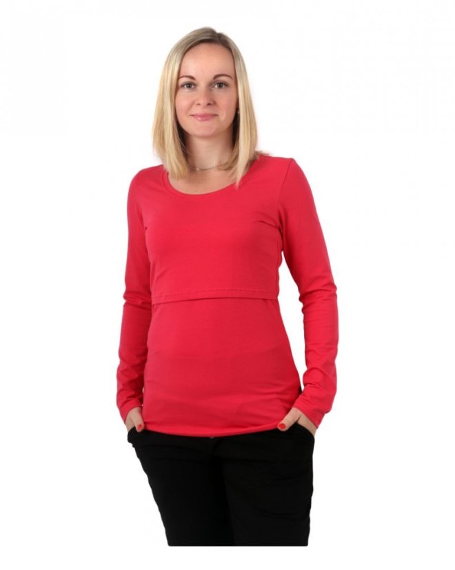 Nursing T-shirt Catherine, long sleeves – salmon pink - Size: XS/S