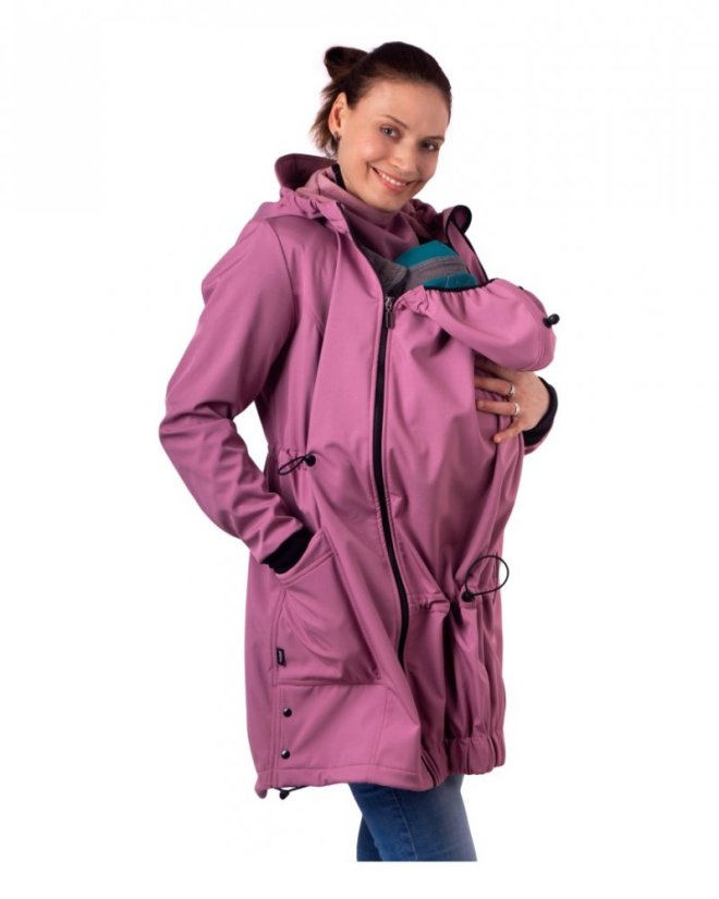 Softshellová NOSÍCÍ bunda Andrea + TĚHOTENSKÁ vsadka, růžová