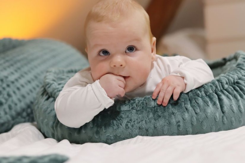 Baby nest for newborns – large MINKY design from birth, green