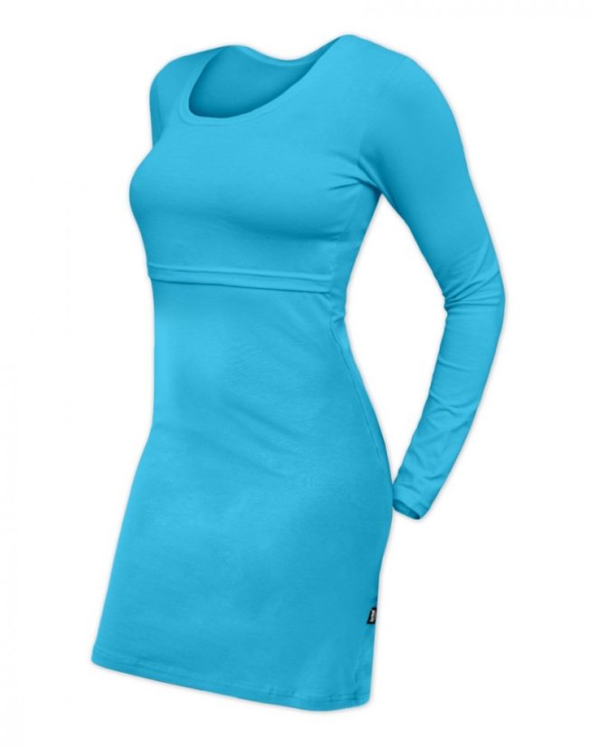 Breast-feeding dress Elena, long sleeves, turquoise - Size: M/L