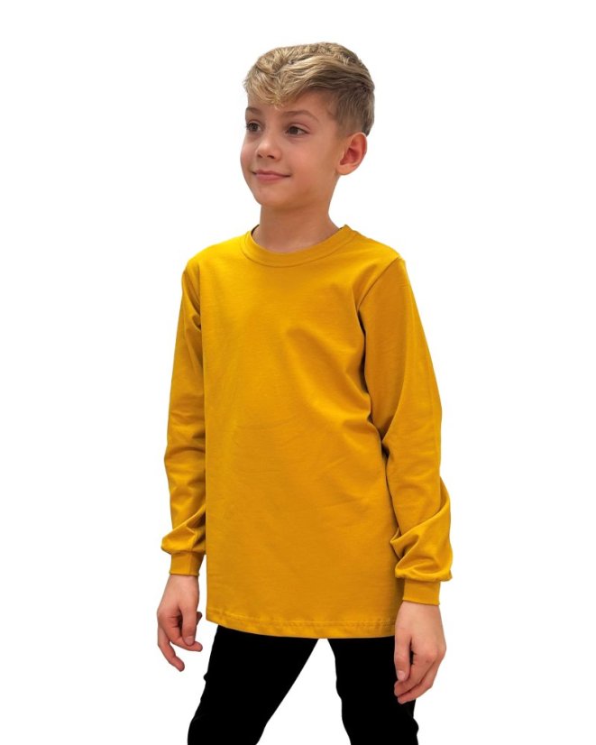 Dětské tričko, dlouhý rukáv, hořčicové
