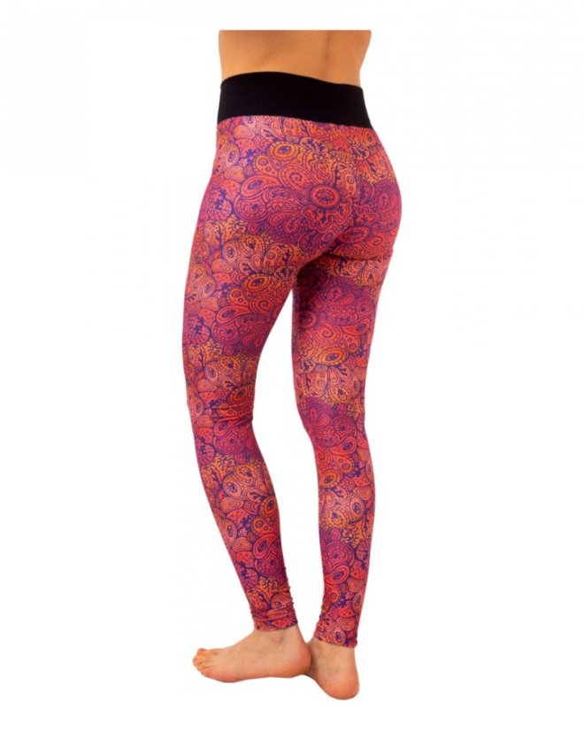 Damen-Leggings mit hoher Taille, orangefarbenes Yoga-Muster - Größe: S