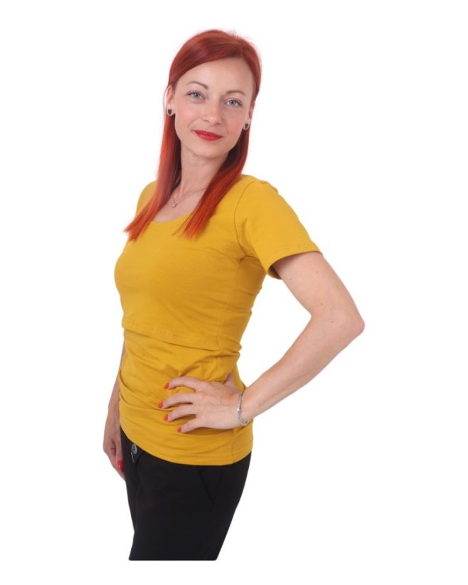 Nursing T-shirt Catherine, short sleeves – mustard - Size: S/M