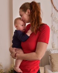 Breast-feeding T-shirt Katerina, short sleeves, RED