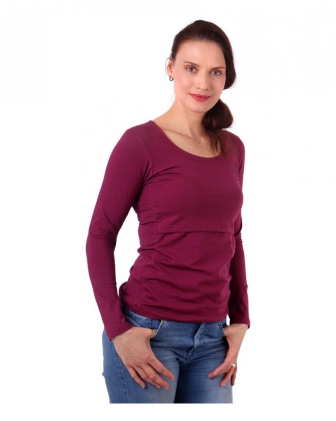 Nursing T-shirt Catherine, long sleeves – cyclamen - Size: L/XL