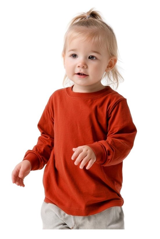 Dětské tričko, dlouhý rukáv, skořicové
