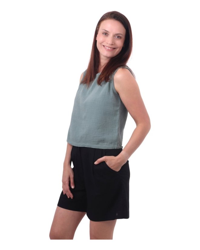 Damen-Shorts aus Leinen, schwarz - Größe: 46