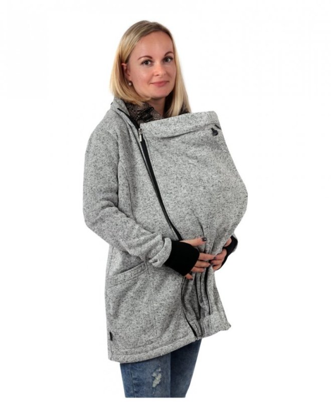 Babywearing sweater (front babywearing only) Elsa, grey melange - Size: XS