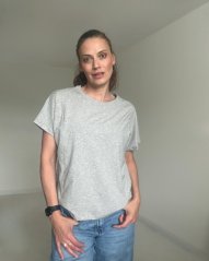 Kojicí tričko se zipem Kira, oversized – šedý melír