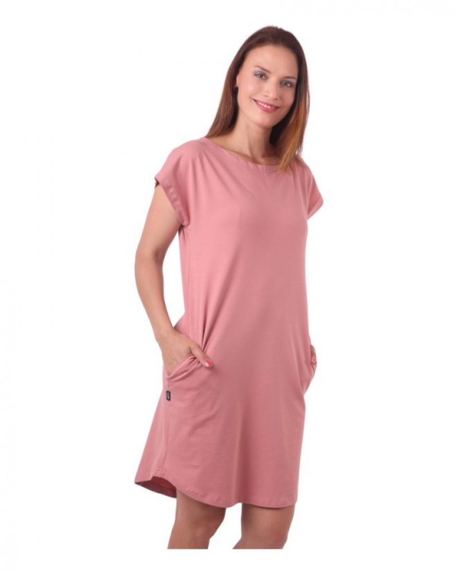 Dámske bavlnené oversized šaty s vreckami Zoe, staroružové