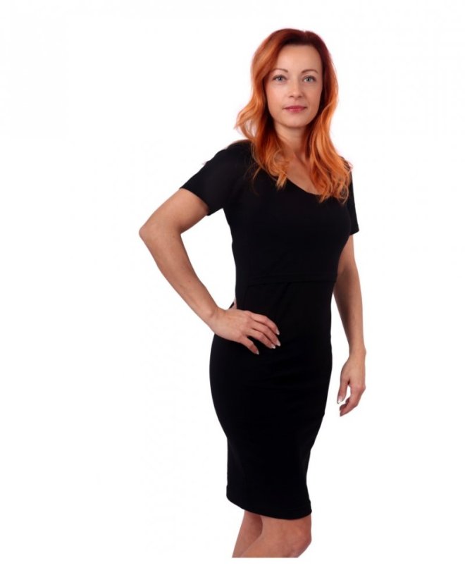 Breast-feeding dress Elena, short sleeves, black - Size: XS/S