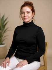 Breast-feeding roll-colar T-shirt Katerina, BLACK
