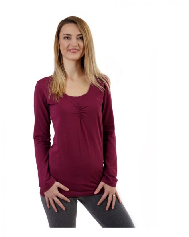 Breast-feeding T-shirt Klaudie, long sleeves, CYCLAMEN - Size: L/XL