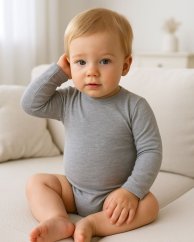 Baby bodysuit onesie, grey melange