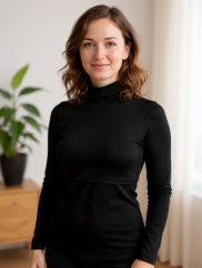 Breast-feeding roll-colar T-shirt Katerina, BLACK