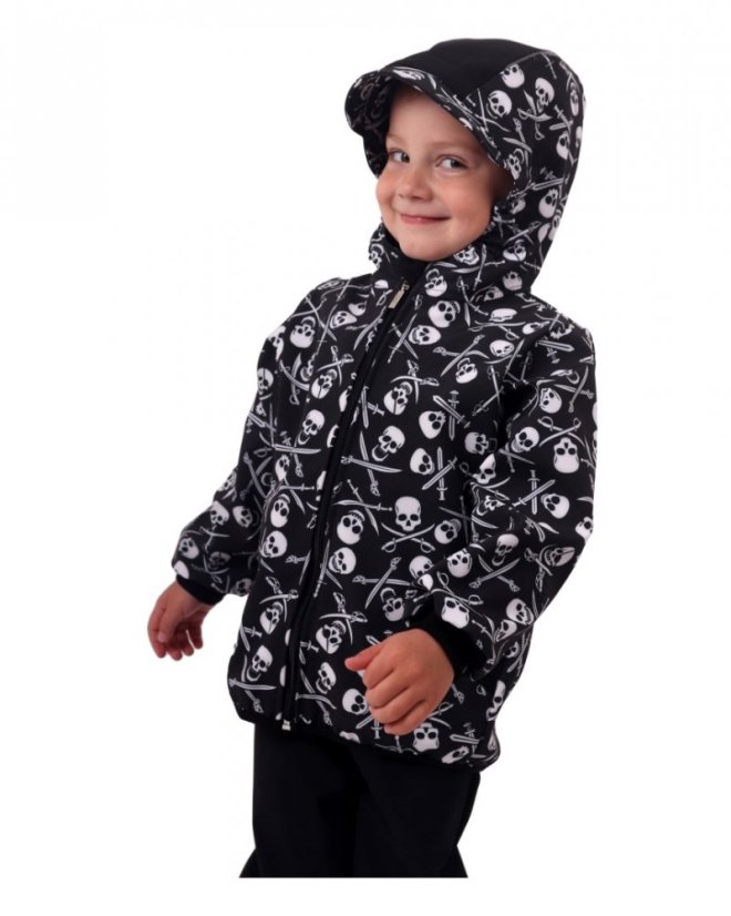 Detská softshellová bunda, pirátske lebky - Veľkosť: 98