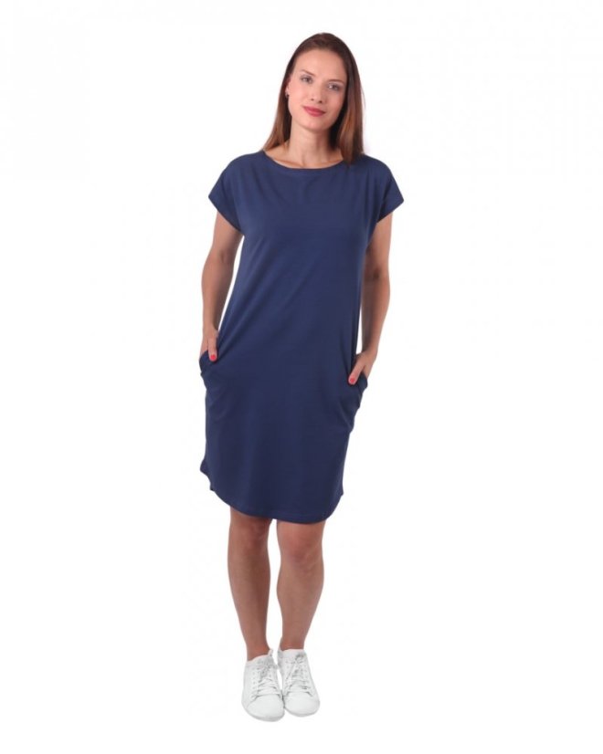 Dámské bavlněné oversized šaty s kapsami Zoe, jeans modré