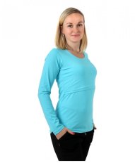 Nursing T-shirt Catherine, long sleeves, turquoise