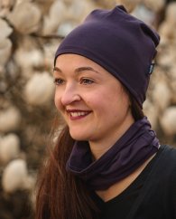Women’s cotton cap, double-sided, black+ plum