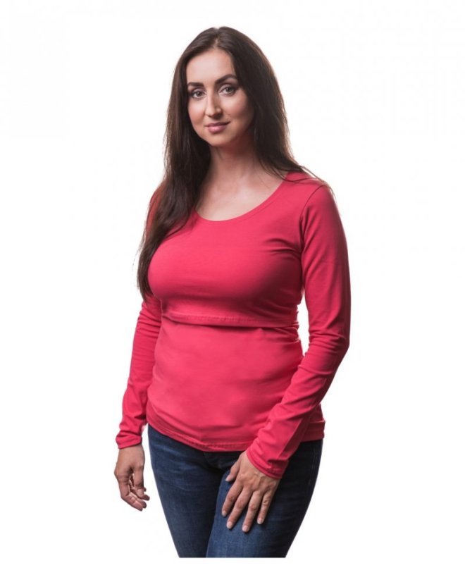 Nursing T-shirt Catherine, long sleeves – salmon pink - Size: XS/S