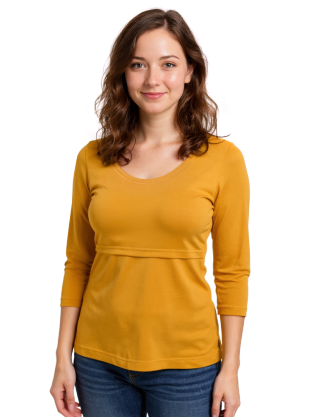 Kojicí tričko Kateřina, 3/4 rukáv, hořčicové