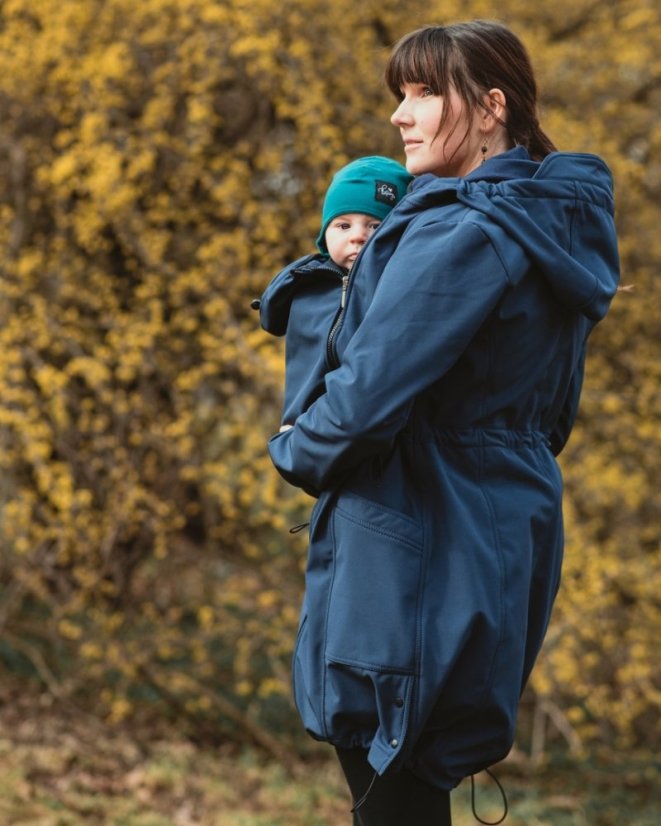 Softshellová NOSÍCÍ bunda Andrea + TĚHOTENSKÁ vsadka, tmavě modrá
