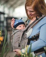 Ergonomische Babytrage für Neugeborene, grau-lila