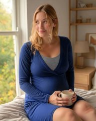 Maternity and breast-feeding nightdress Eva, dark blue