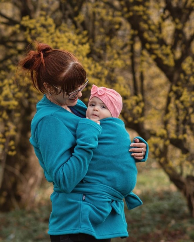 Maternity and babywearing wrapping fleece jacket Zina, PETROLEUM