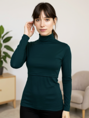 Breast-feeding roll-colar T-shirt Katerina, dark green