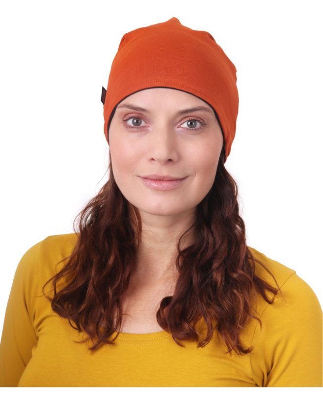 Baumwollmütze für Damen, zweiseitig, schwarz + Zimtfarbe
