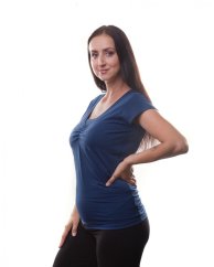 Klaudia Still-T-Shirt, farbiger Einsatz, kurzarm, dunkelblau ( Jeans )