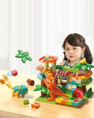 Stavebnice kuličková dráha s dinosaury a katapultem, 78 dílků, pro děti od 3 let
