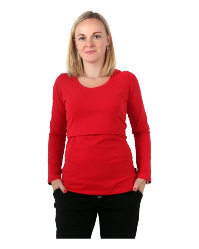 Nursing T-shirt Catherine, long sleeves – red - Size: L/XL