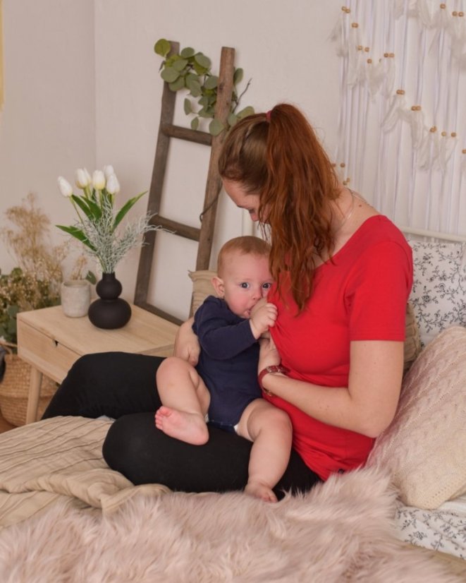 Kojicí tričko Kateřina, krátký rukáv – červené