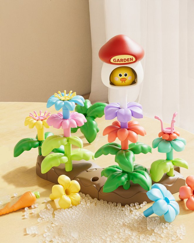 Stavebnica kvetinová záhradka so zvieratkami, 95 dielikov, pre deti od 3 rokov