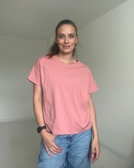 Kojicí tričko se zipem Kira, oversized – starorůžové